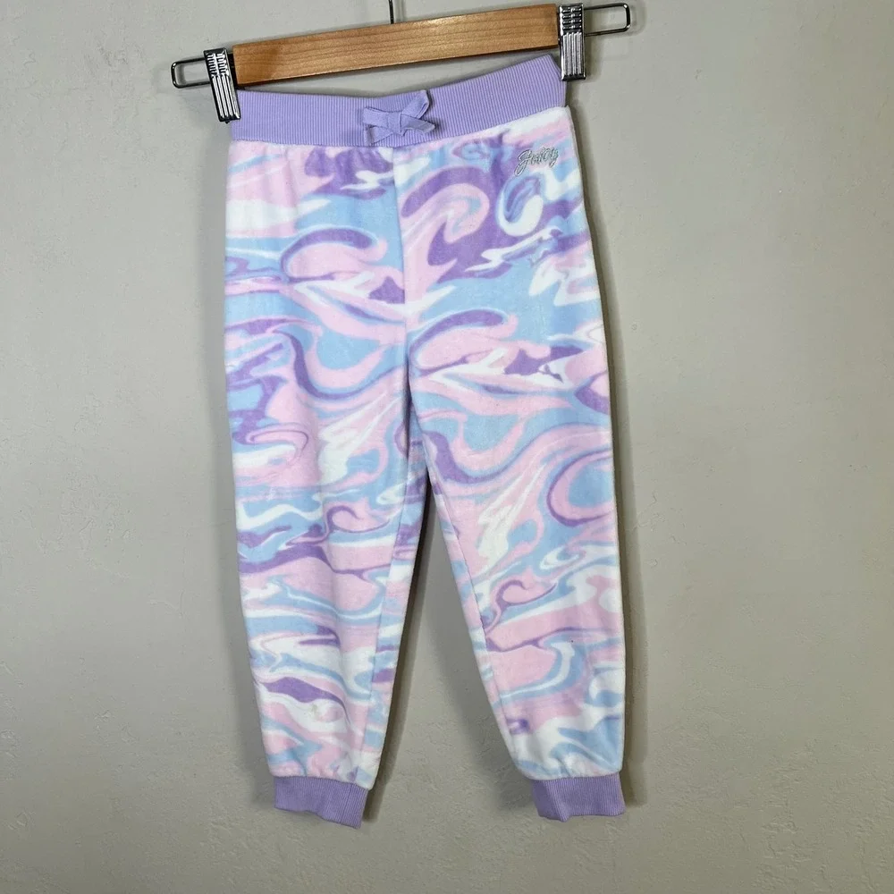 Juicy Couture Kids Girls 4T‎ Marble Swirl Fleece Tracksuit Set Hoodie Pastel